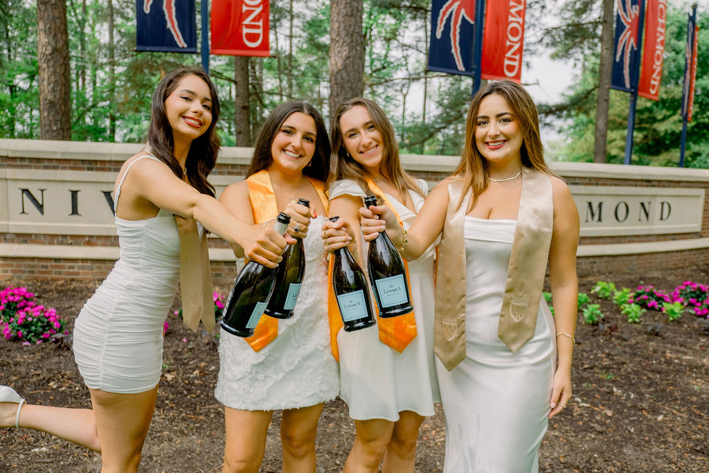 Group graduation pictures at the University of Richmond